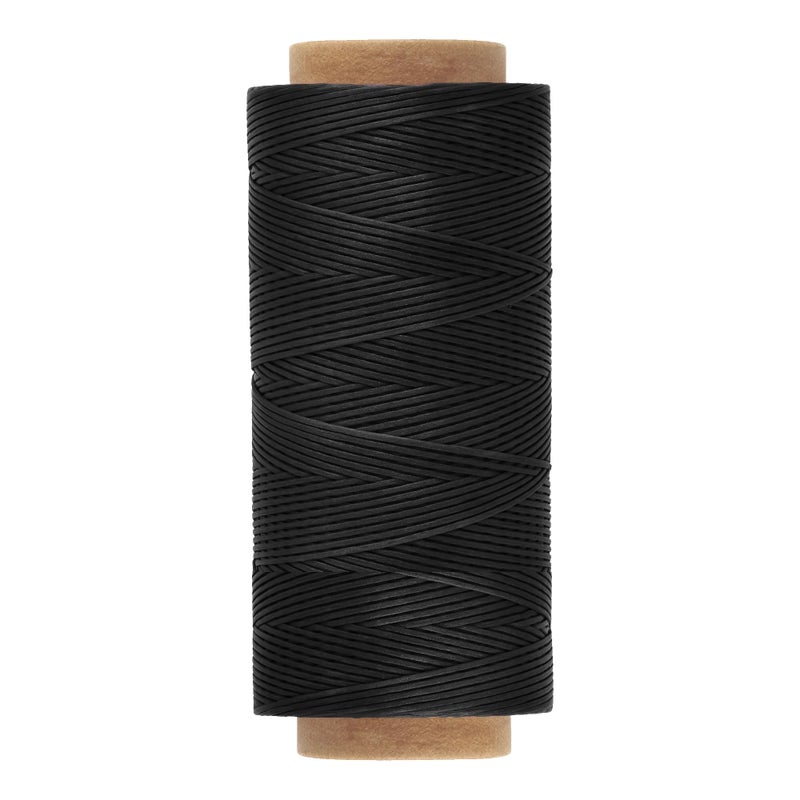 Mandala Crafts Black Flat Waxed Thread for Leather Sewing - 273 Yds 150D 0.8mm Polyester Leather Thread String Waxed Cord for Leatherwork, Beading, Bookbinding, Hand Stitching - Image 2